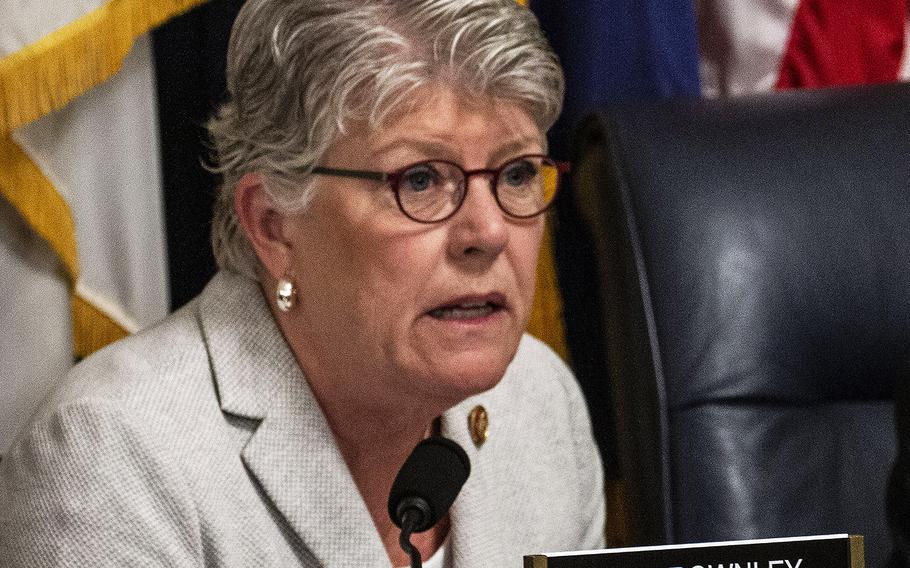 Rep. Julia Brownley, D-Calif., shown here at a hearing in 2018, called on VA Secretary Robert Wilkie "to prioritize reproductive care and expand medical care to include abortion and abortion counseling.”