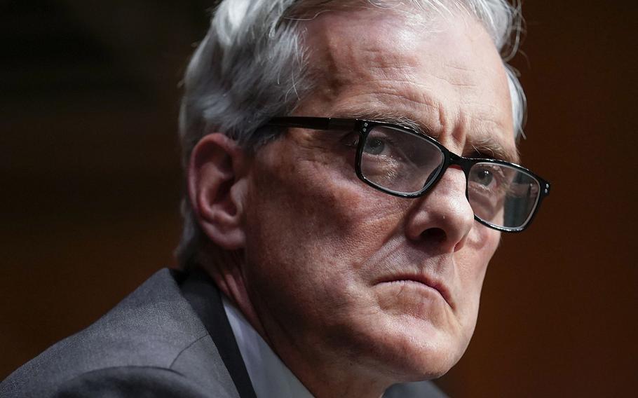 In a Jan. 27, 2021 photo, Secretary of Veterans Affairs nominee Denis McDonough listens during his confirmation hearing before the Senate Committee on Veterans' Affairs on Capitol Hill.