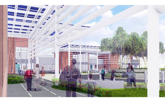 An artist’s rendering of a multi-specialty Veterans Affairs clinic expected to open in Honolulu, Hawaii, in fall 2024.
