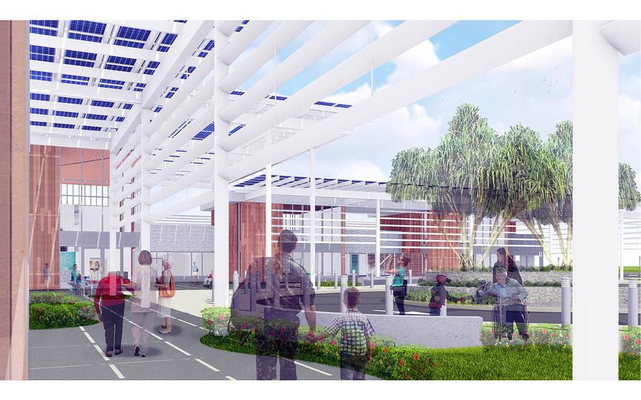 An artist's rendering of a multispecialty Veterans Affairs clinic expected to open in Honolulu, Hawaii, in fall 2024.
