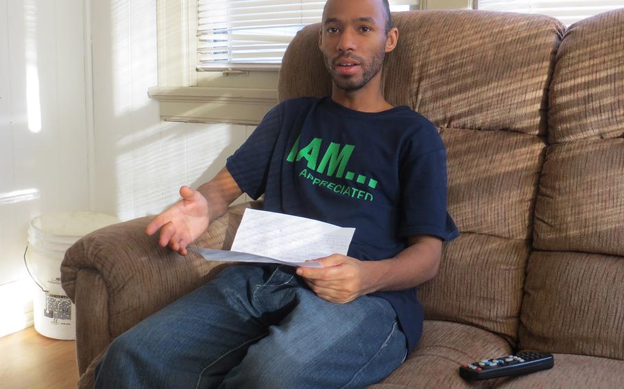 Greg Johnson, an Iraq War veteran, recounted how he wound up homeless and living in a Cadillac last summer in Toledo, Ohio. He was able to move into an apartment in September with the help of Veterans Matter, a Toledo-based nonprofit that pays the rent deposits of homeless veterans.
