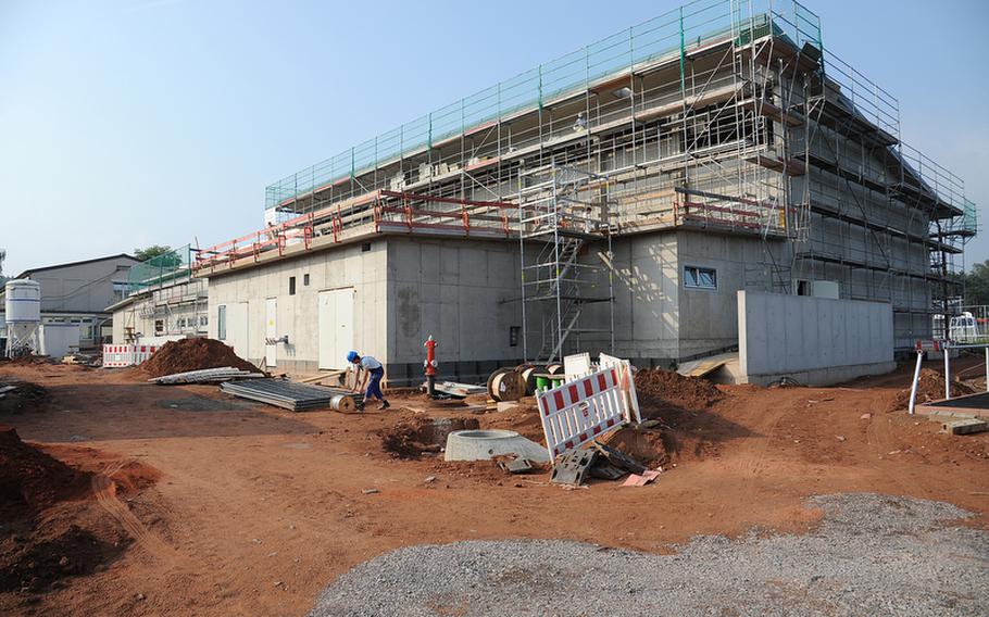 The new multipurpose room being built at the Kaiserslautern school complex. It is due to open early 2013.