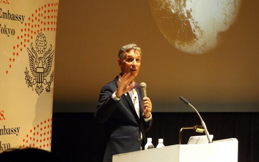 Bill Nye 'The Science Guy' speaks to a packed house at the National Museum of Emerging Science and Innovation (also called Miraikan) in Tokyo on Thursday, Aug. 6, 2015.